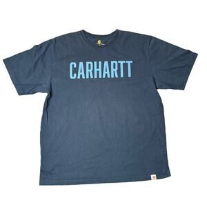 Carhartt Blue Graphic Spell Out T-Shirt, Large, Original Fit, Workwear Style